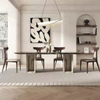 Any Size Custom Multi Optional Natural Luxury Stone Dining Table Thick Solid Stable Villa House High Grade Dining Furniture
