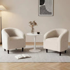 #Accent Barrel Chair Upholstered Furry Teddy Fabric Armchair with Side Pocket Living Room Bedroom