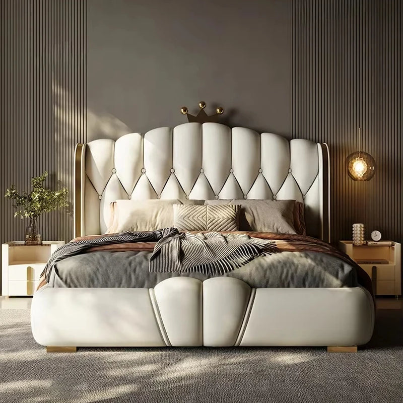 Soft Leather Bed Bed Frame King Size Soft Classic Mid Century Soft Bed