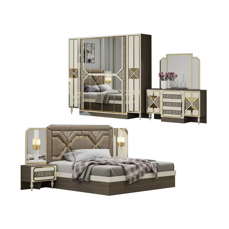 #Cheap Modern Wood Frame Double King Leather Bed Leather Headboard Luxury Wooden Home Furniture Queen Bed Bedroom Set