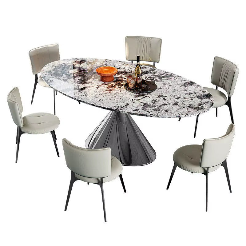 Nordic Style Marble Dining Table Smooth Polished Top Fashion Dinner Table for Modern Home Interior Design