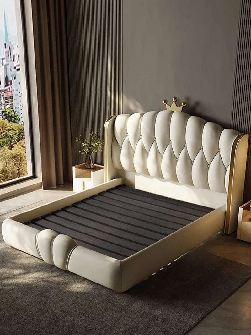 Soft Leather Bed Bed Frame King Size Soft Classic Mid Century Soft Bed