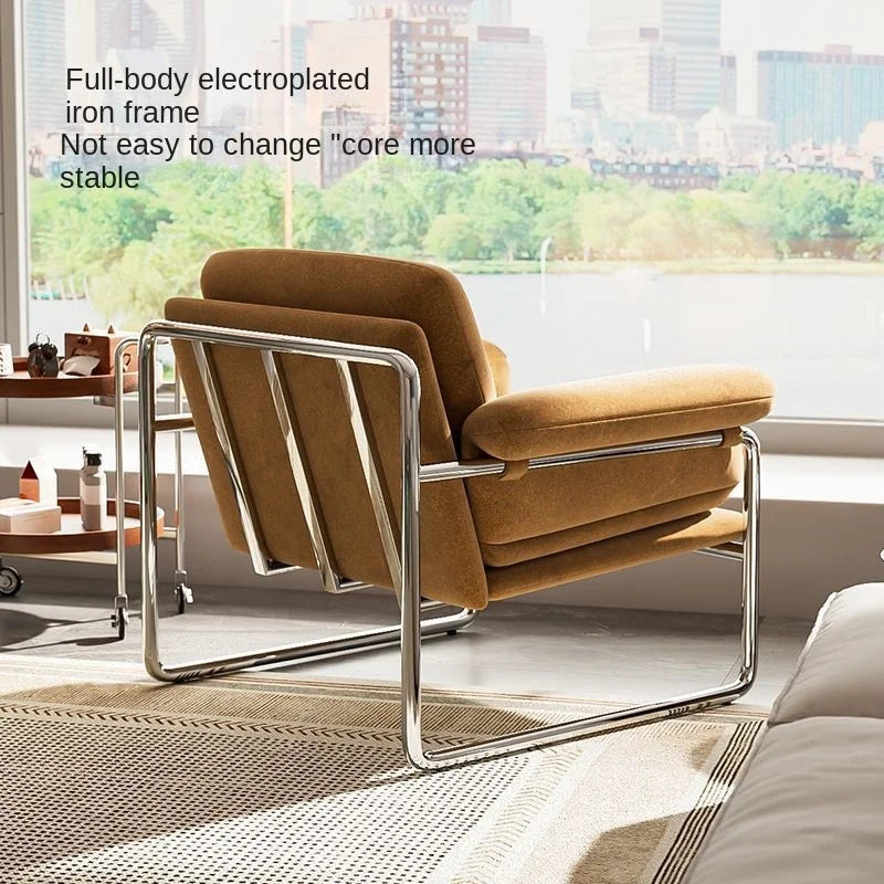 MOMO Bauhaus Antique Style Stainless Steel Designer Sofa Chair Living Room Home Balcony Leisure Recliner Negotiation Chair