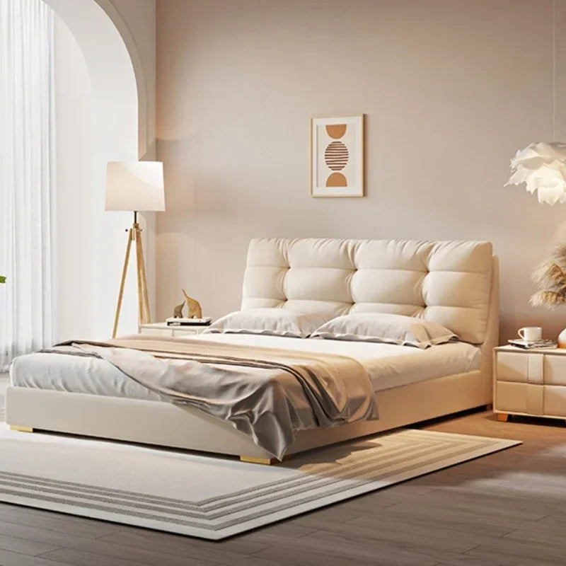 A Princess Modern House Double Bed Frame Simple Storage White Loft Bed Queen Size Camas De Dormitorio Bedroom Set Furniture