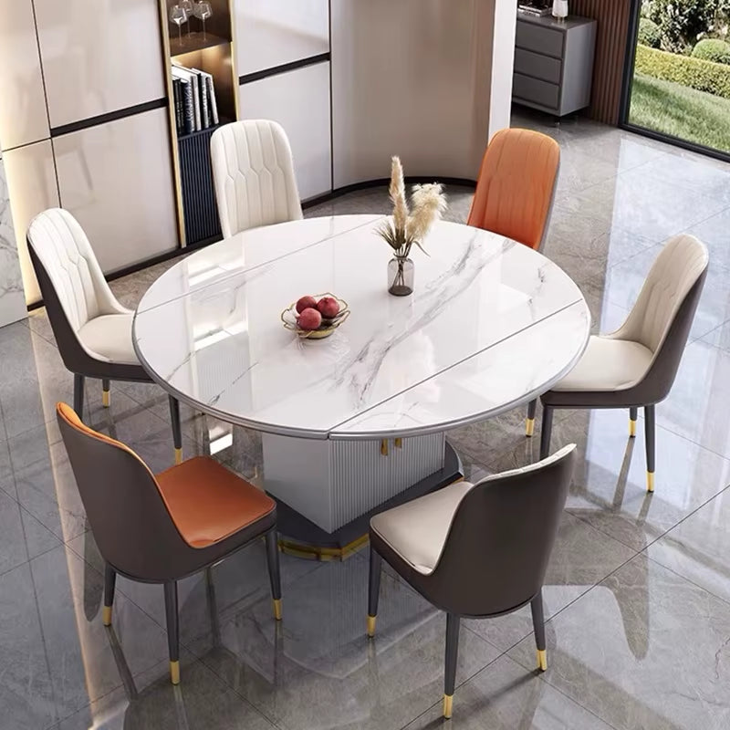 @#Light Luxury Modern Design Marble Top Wood Frame Square Circle Shape Exchange Dining Table BTDT002 for Home or Restaurant