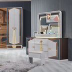 A Wholesale New Design King Size Double Bed Set LED Light Leather Headboard Wooden Modern Luxury Full Bedroom Sets Furniture