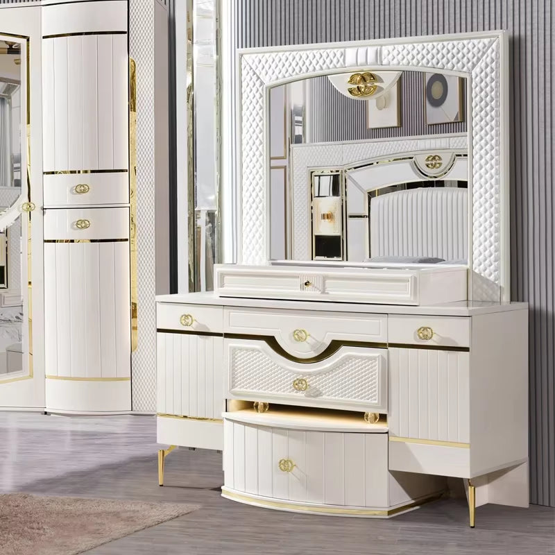 A Factory Price Luxury Bedroom Set Furniture King Size Bed Furniture with Led Light Bedroom Furniture Sets