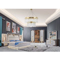 A Wholesale New Design King Size Double Bed Set LED Light Leather Headboard Wooden Modern Luxury Full Bedroom Sets Furniture