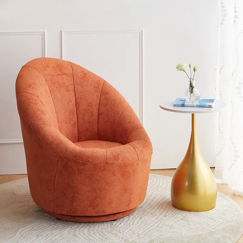 Nordic Modern Minimalist Swivel Leather Egg Accent Chair Balcony Bedroom