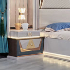 A Wholesale New Design King Size Double Bed Set LED Light Leather Headboard Wooden Modern Luxury Full Bedroom Sets Furniture