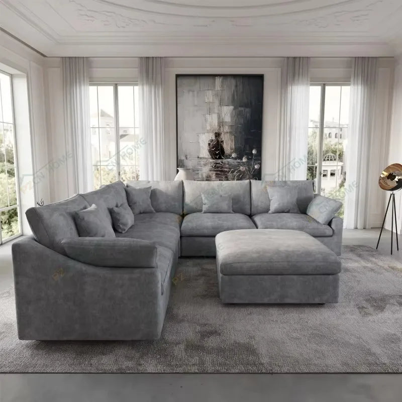 # Italian Very Soft Modular Sofa Set Furniture Living Room Couch Up-Holstered Living Room Cloud Sofa Sectional Sofa with Ottoman