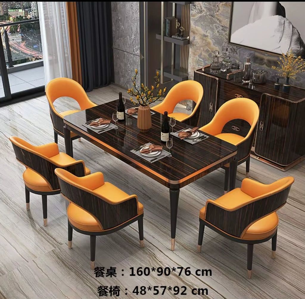 ^%Luxury Postmodern Italian Rectangular Dining Table Marble Dining Table Set with 6/8/10 Chair
