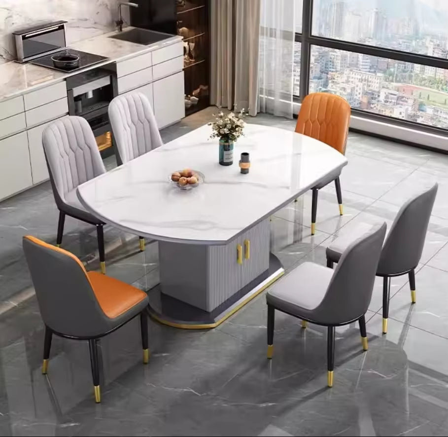 @#Light Luxury Modern Design Marble Top Wood Frame Square Circle Shape Exchange Dining Table BTDT002 for Home or Restaurant