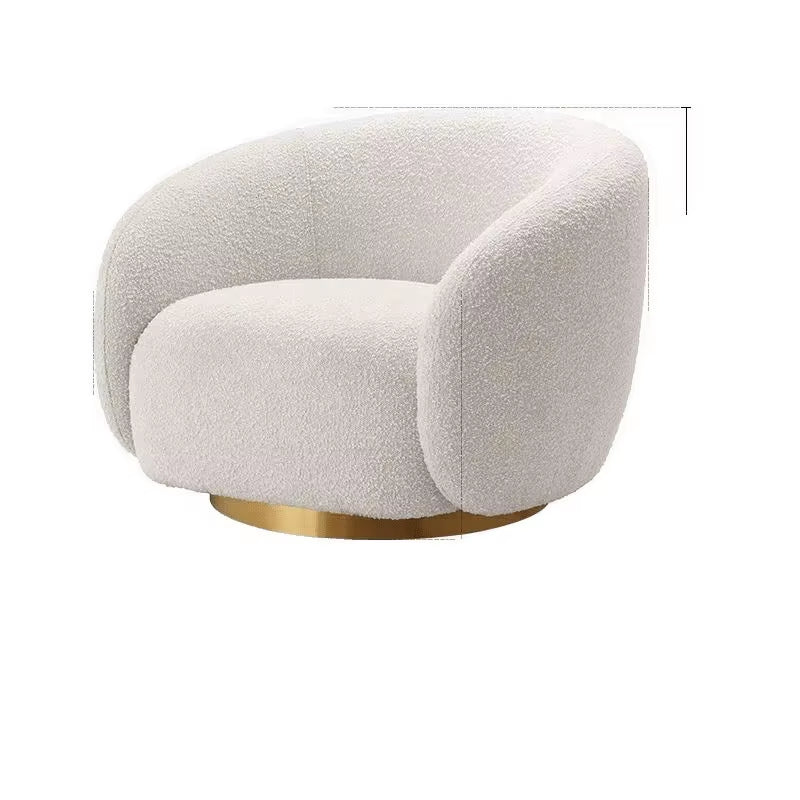 #Nordic Single Armchair, Sheepskin Rotating Living Room Lounge Chair, Color Options Available