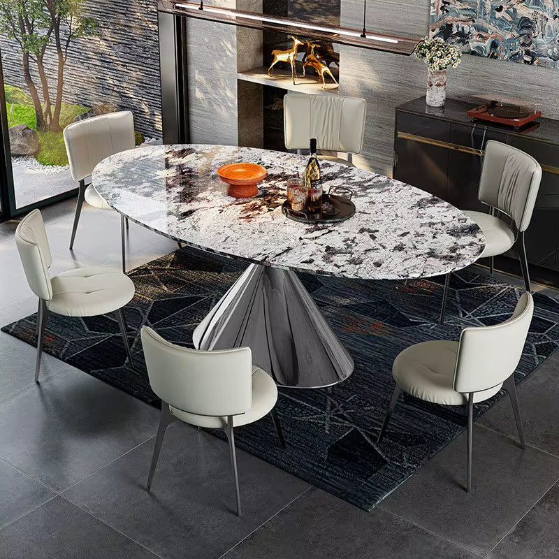Nordic Style Marble Dining Table Smooth Polished Top Fashion Dinner Table for Modern Home Interior Design