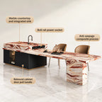 Luxury Marble Kitchen Island Solid Stone Countertop Waterfall Edge Modern Island Table for Home Villa Kitchen Decor