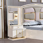 A Modern White Luxury King Size Leather Bedroom Bed Double Home Master Room Queen Wooden Full Mdf Bedroom Sets Furniture
