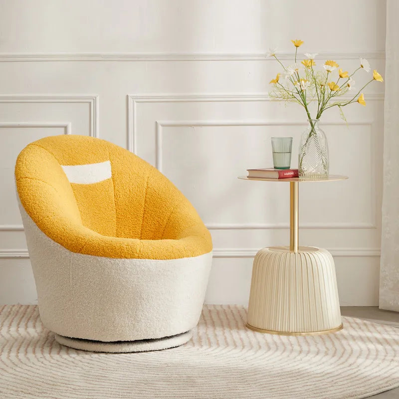 Nordic Modern Minimalist Swivel Leather Egg Accent Chair Balcony Bedroom
