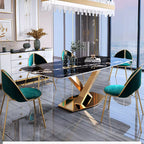 ^%Luxury Dinning Table Set 6 Seats Marble Dining Table and Chairs Dining Room Furniture Kitchen Dining Table