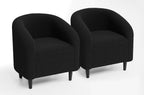 #Accent Barrel Chair Upholstered Furry Teddy Fabric Armchair with Side Pocket Living Room Bedroom