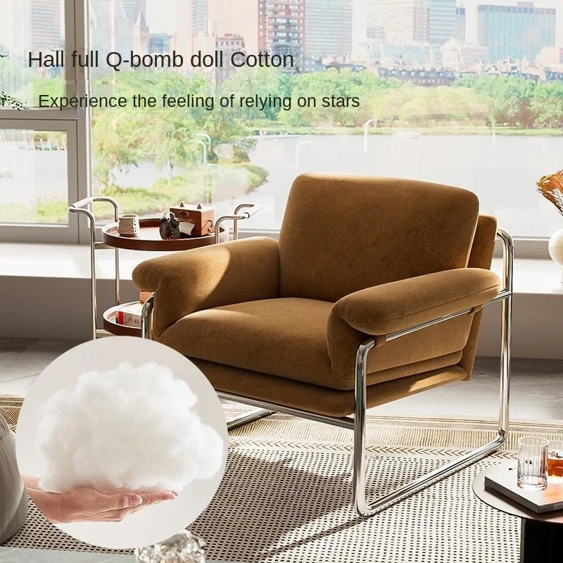 MOMO Bauhaus Antique Style Stainless Steel Designer Sofa Chair Living Room Home Balcony Leisure Recliner Negotiation Chair