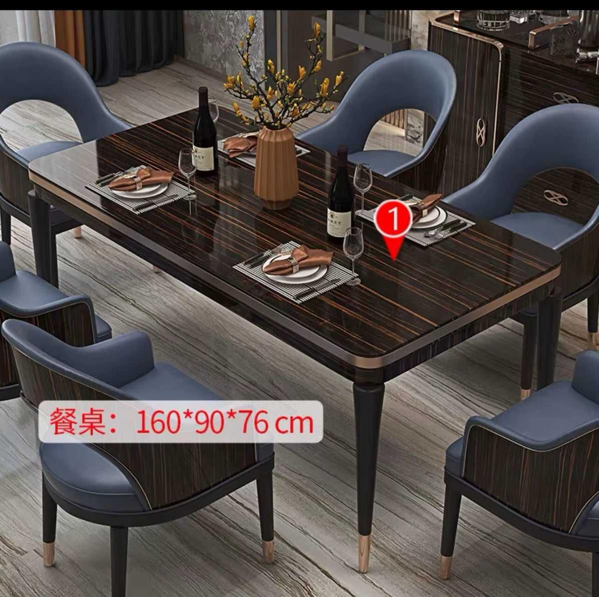 ^%Luxury Postmodern Italian Rectangular Dining Table Marble Dining Table Set with 6/8/10 Chair