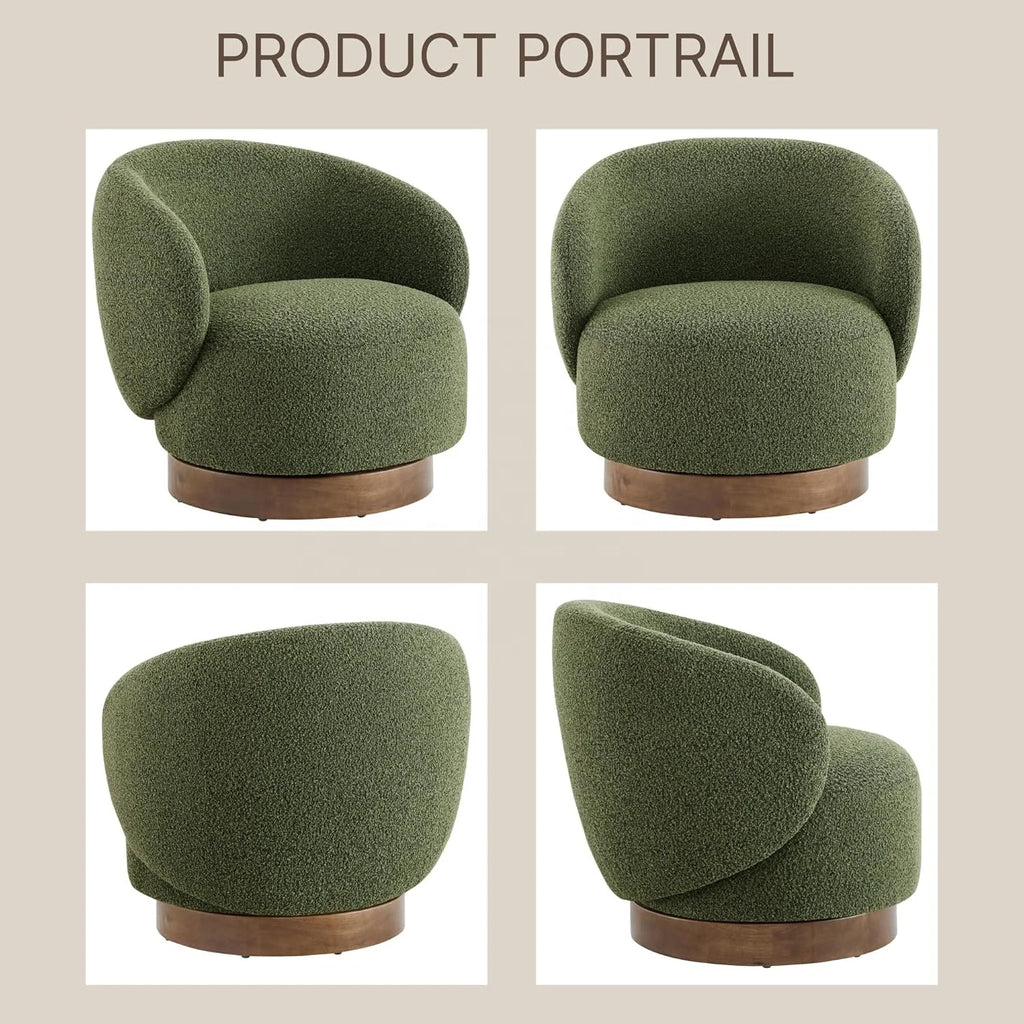 Modern Swivel Accent Chair Barrel Armchair Upholstered Performance Fabric Solid Wood Legs Modular Living Home Furniture