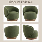 Modern Swivel Accent Chair Barrel Armchair Upholstered Performance Fabric Solid Wood Legs Modular Living Home Furniture