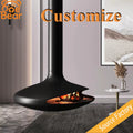 Customizable French Hanging Fireplace Flying Saucer Shaped Wood Burning Real Fire Stove for Cozy Holiday Cabin Living Room Decor