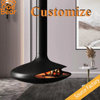 Customizable French Hanging Fireplace Flying Saucer Shaped Wood Burning Real Fire Stove for Cozy Holiday Cabin Living Room Decor