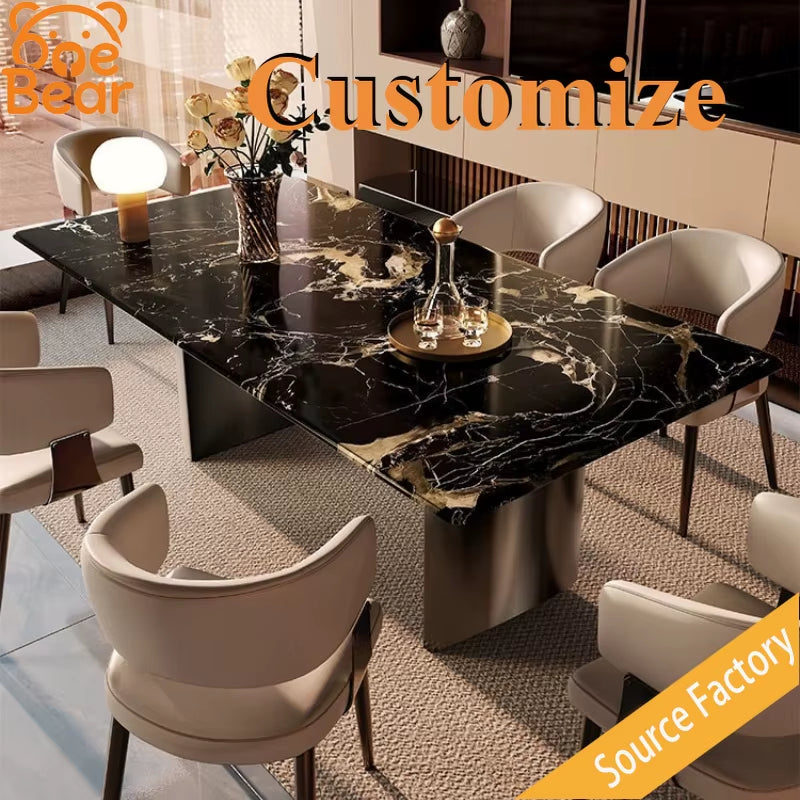 Any Size Custom Noble Light Luxury Marble Dining Table Delicate Tabletop anti Stain Easy Clean High-End Apartment Dining Table