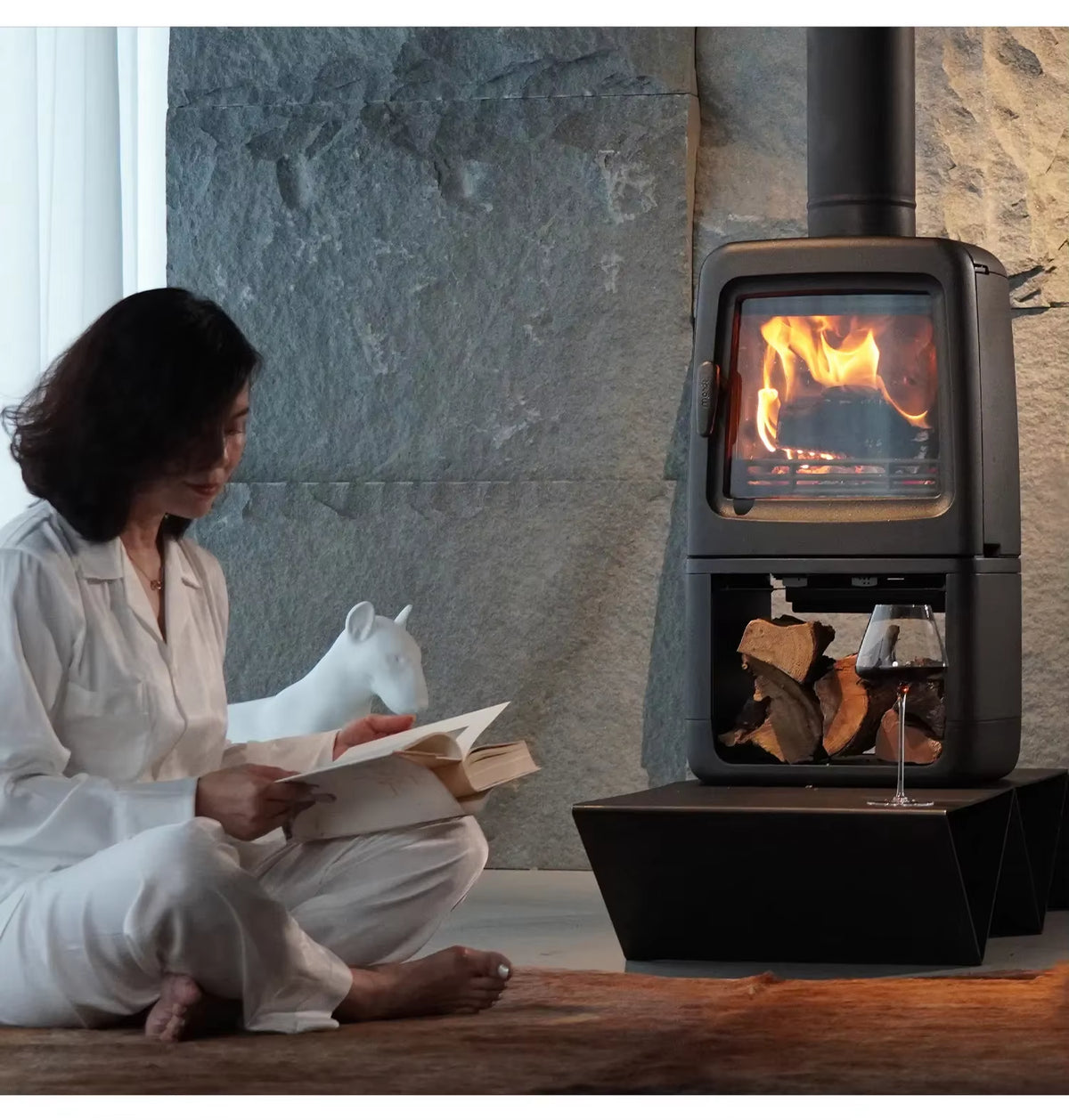New Arrive True Fire Fireplace Home Firewood Burning Modern Indoor Villa Homestay Heating Cast Iron Wood Burning Stove