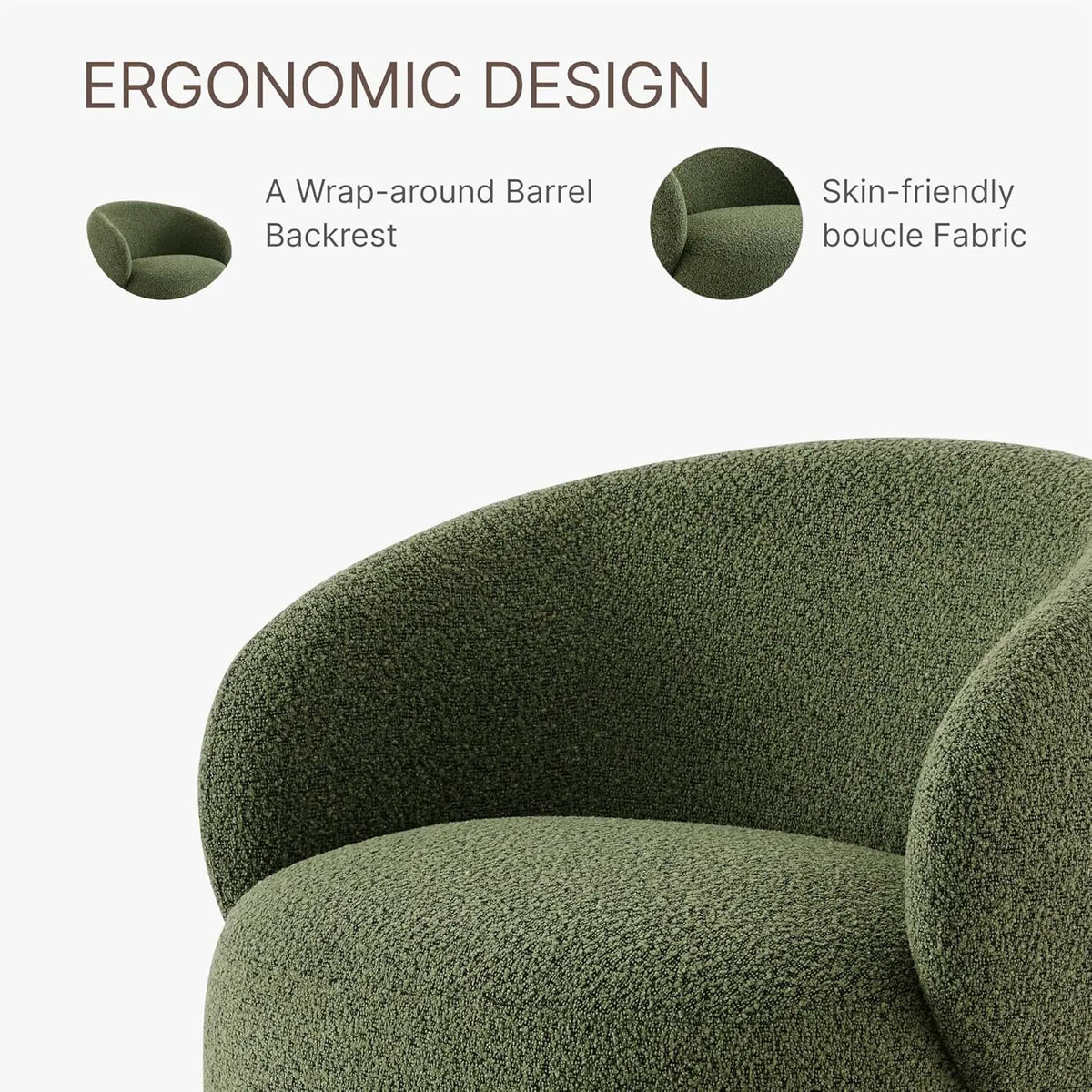 Modern Swivel Accent Chair Barrel Armchair Upholstered Performance Fabric Solid Wood Legs Modular Living Home Furniture