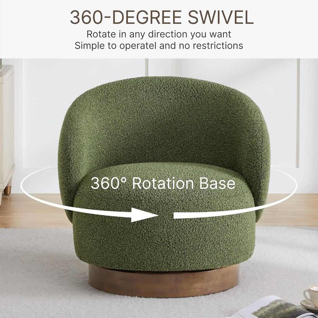 Modern Swivel Accent Chair Barrel Armchair Upholstered Performance Fabric Solid Wood Legs Modular Living Home Furniture