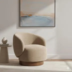 Modern Swivel Accent Chair Barrel Armchair Upholstered Performance Fabric Solid Wood Legs Modular Living Home Furniture