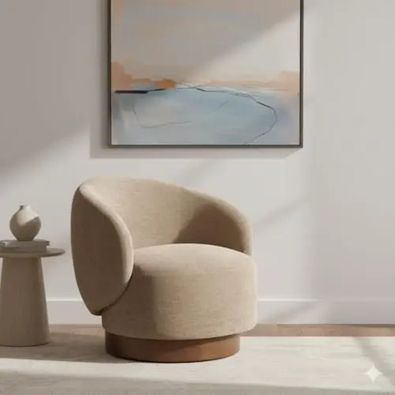 Modern Swivel Accent Chair Barrel Armchair Upholstered Performance Fabric Solid Wood Legs Modular Living Home Furniture