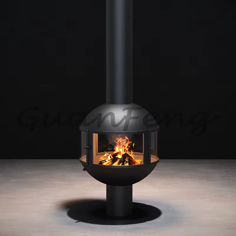 High-End Exclusive round Hanging Fireplace, Firewood-Burning, Smoke-Free Rural Self-Built House, Indoor Heating Furnace, Open