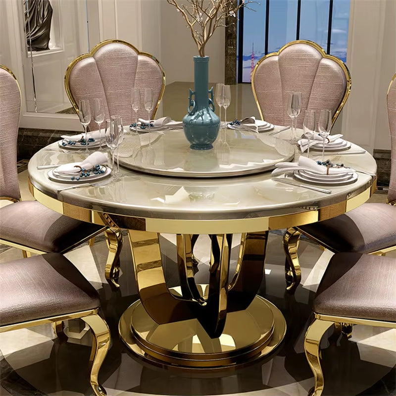 ^%Luxury Postmodern Italian Rectangular Dining Table Marble Dining Table Set with 6/8/10 Chair
