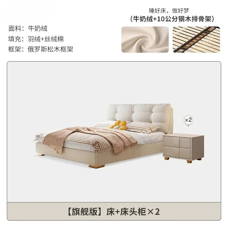 A Princess Modern House Double Bed Frame Simple Storage White Loft Bed Queen Size Camas De Dormitorio Bedroom Set Furniture