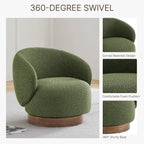 Modern Swivel Accent Chair Barrel Armchair Upholstered Performance Fabric Solid Wood Legs Modular Living Home Furniture