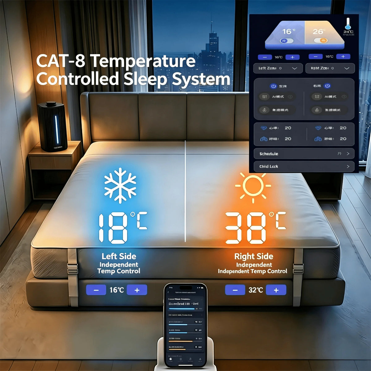 Circulate Cooling Mattress Cover Temp Reg Fitted Sheet Dual Sleep Temp Bed Cover Encasement Hot Sleepers Pad AI Deepsleep