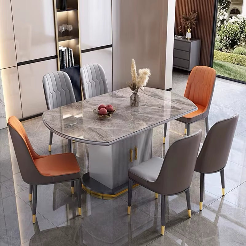 @#Light Luxury Modern Design Marble Top Wood Frame Square Circle Shape Exchange Dining Table BTDT002 for Home or Restaurant