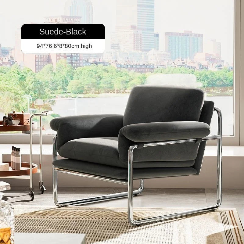 MOMO Bauhaus Antique Style Stainless Steel Designer Sofa Chair Living Room Home Balcony Leisure Recliner Negotiation Chair