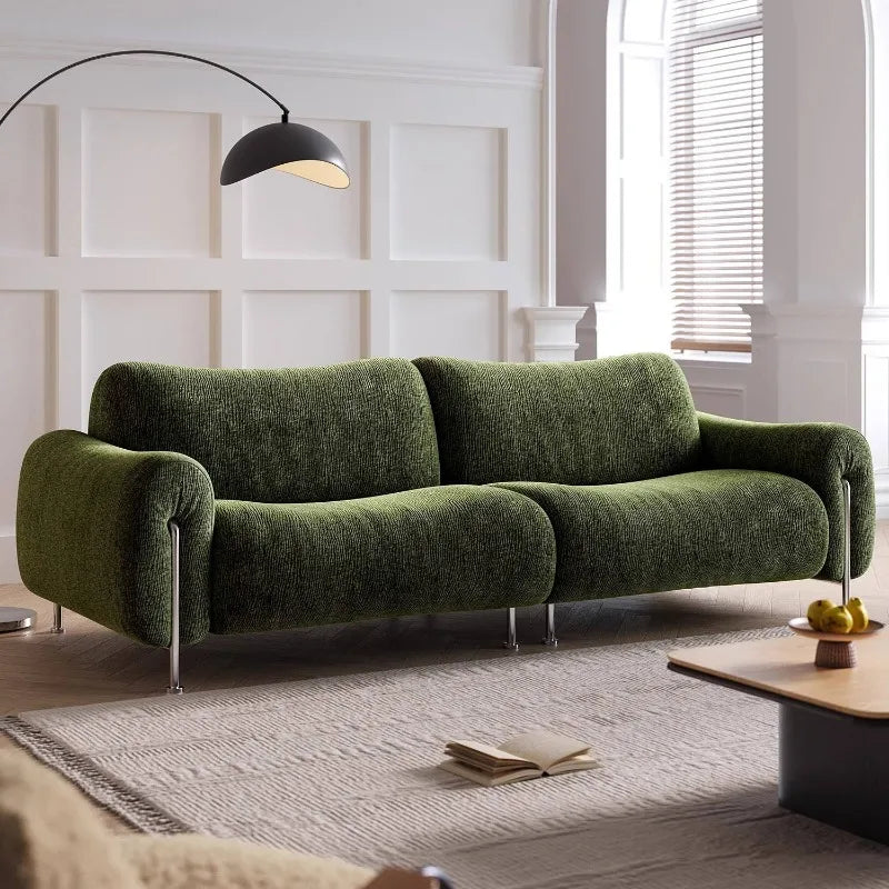 Italian Luxury Green Velvet L-Shaped Modular Sofa Bed Set Space Saving Corner Couch Villa Modern Living Room Furniture