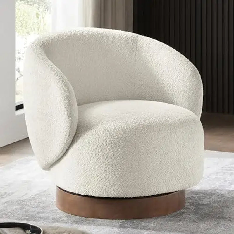 Modern Swivel Accent Chair Barrel Armchair Upholstered Performance Fabric Solid Wood Legs Modular Living Home Furniture
