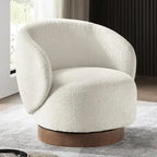 Modern Swivel Accent Chair Barrel Armchair Upholstered Performance Fabric Solid Wood Legs Modular Living Home Furniture