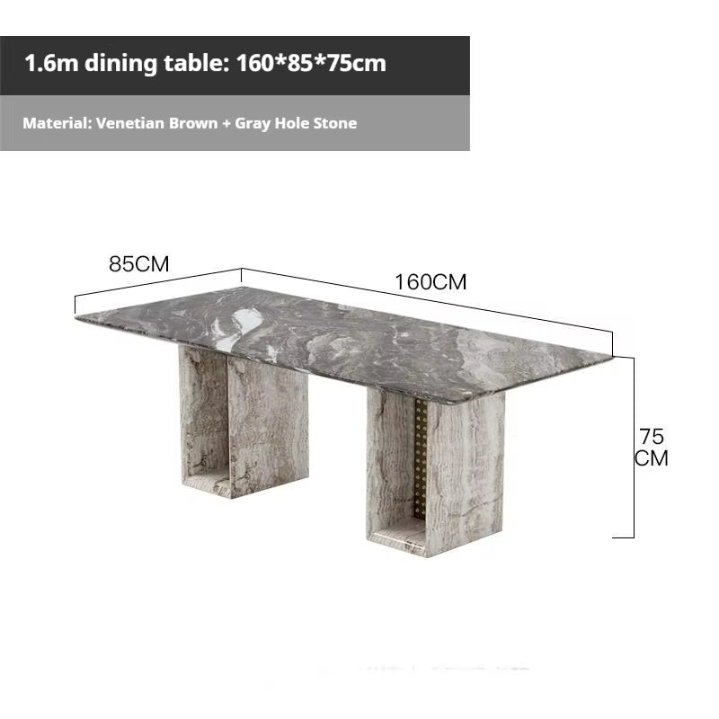 Any Size Custom Multi Optional Natural Luxury Stone Dining Table Thick Solid Stable Villa House High Grade Dining Furniture