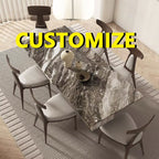 Any Size Custom Multi Optional Natural Luxury Stone Dining Table Thick Solid Stable Villa House High Grade Dining Furniture