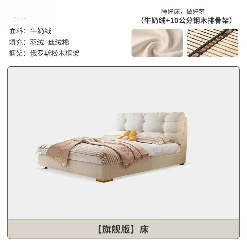 A Princess Modern House Double Bed Frame Simple Storage White Loft Bed Queen Size Camas De Dormitorio Bedroom Set Furniture