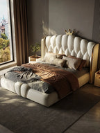Soft Leather Bed Bed Frame King Size Soft Classic Mid Century Soft Bed